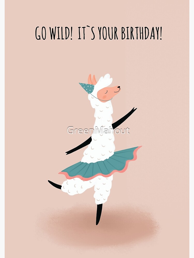 for-girl-cute-dancing-llama-birthday-card-greeting-card-for-sale-by-greenmahout-redbubble