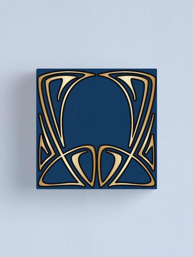 Alternate view of art nouveau,vintage,floral,belle époque,elegant,blue,gold,art deco,modern,trendy Canvas Print