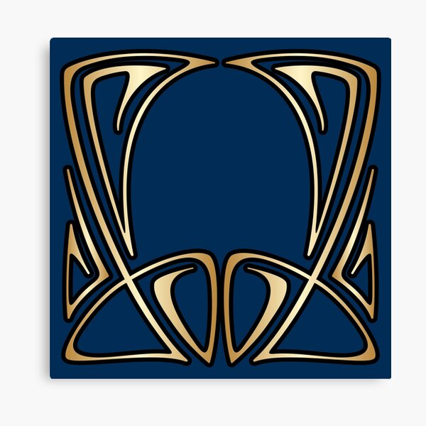art nouveau, vintage, floral, belle époque, élégant, bleu, or, art déco, moderne, branché Impression sur toile