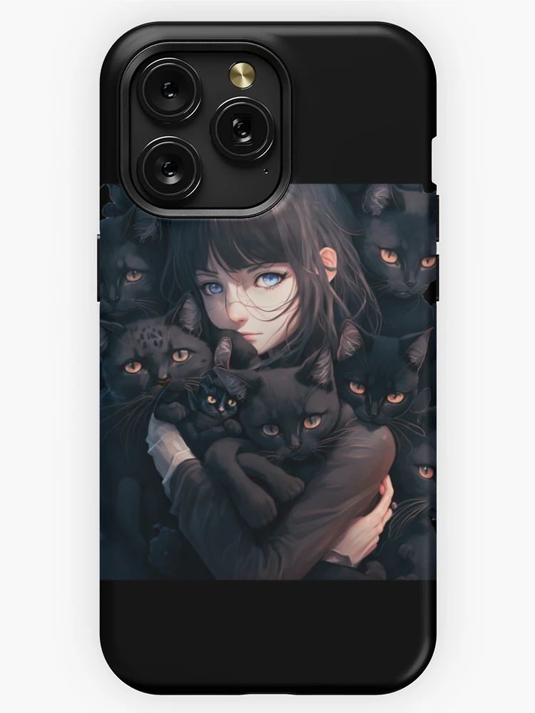 Anime Girl Hugging Many Black Cats - KAWAII Poster for Sale by winnie33