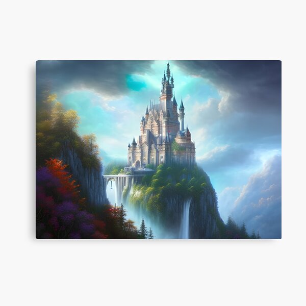 Castle Amongst the Spire Mountains, original hotsell art canvas print