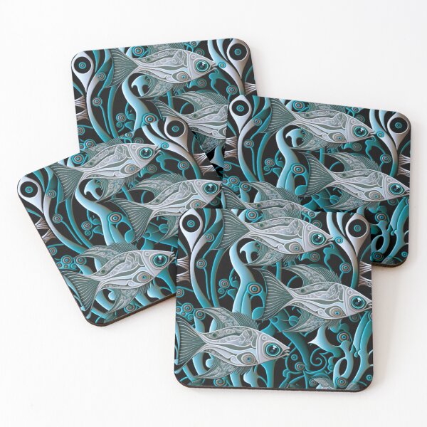 Item preview, Earth Tone Fish Collage Pattern | Fish and Seaweed | Group of fish | Pastel Fish | Swedish Fish | high resolution  designed and sold by Synthetic-Intel.