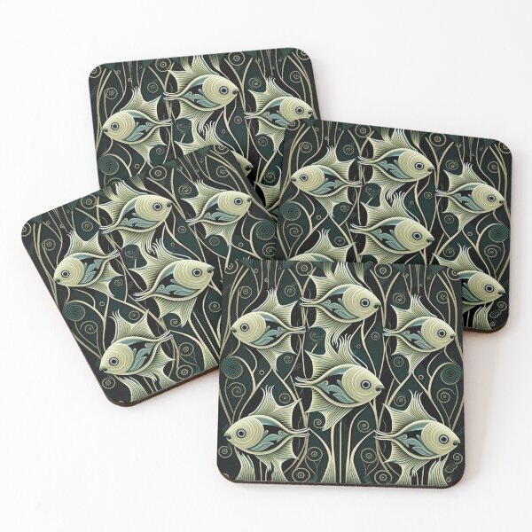 Item preview, Earth Tone School of Fish Pattern | Fish and Seaweed | Group of fish | Pastel Fish | Swedish Fish | high resolution  designed and sold by Synthetic-Intel.