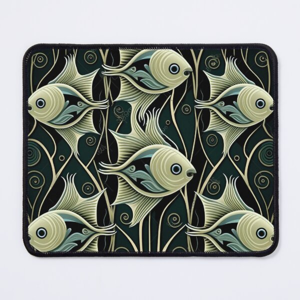 Item preview, Earth Tone School of Fish Pattern | Fish and Seaweed | Group of fish | Pastel Fish | Swedish Fish | high resolution designed and sold by Synthetic-Intel.