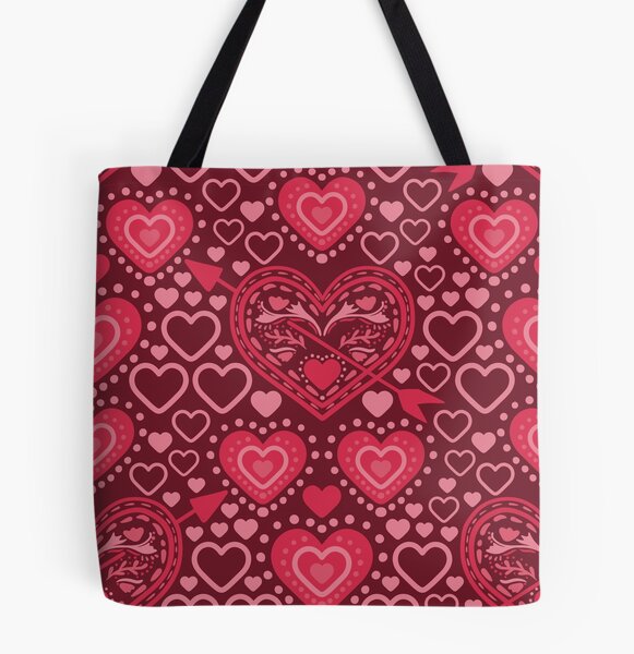 Magenta Heart Large Tote Bag