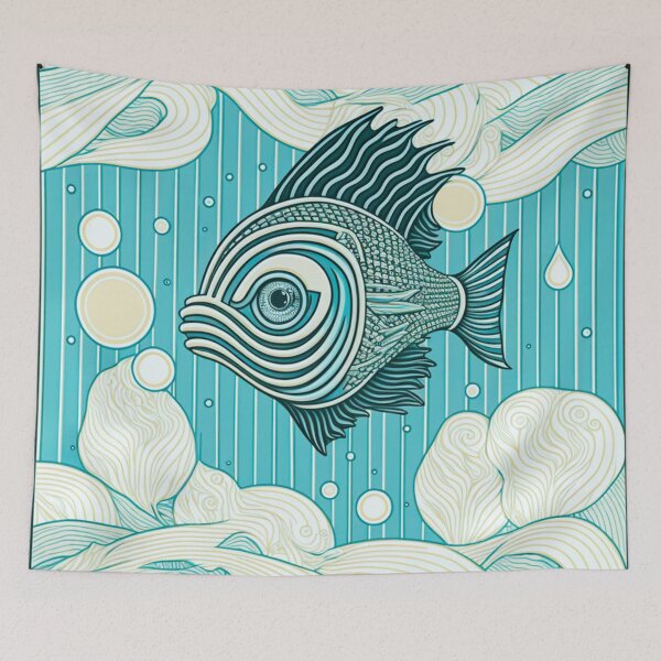 Item preview, Blue Fish Pattern | Fish in the Sea | Cute of fish | Pastel Fish | Swedish Fish | high resolution  designed and sold by Synthetic-Intel.