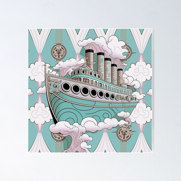 Item preview, Pastel Art Deco Anime Patrón de barco pirata | Barco pirata en colores pastel | Pastel Titanic | Funda iPhone | Barco lindo | alta resolución designed and sold by Synthetic-Intel.