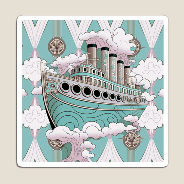Item preview, Pastel Art Deco Anime Pirate Ship Pattern | Pastel Pirate Ship | Pastel Titanic | iPhone Case | Cute Ship | high resolution designed and sold by Synthetic-Intel.