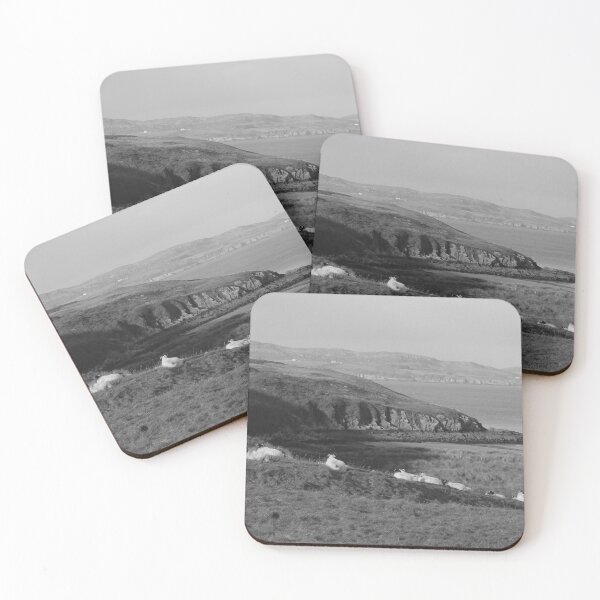Item preview, Sheep on hillside beautiful Inishowen Donegal Ireland black and white designed and sold by eddiebarronshop.