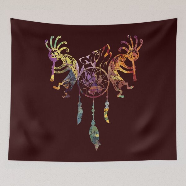 Item preview, Native American Kokopelli  Duo - Dreamcatcher Wolf colored designed and sold by EDDArt.