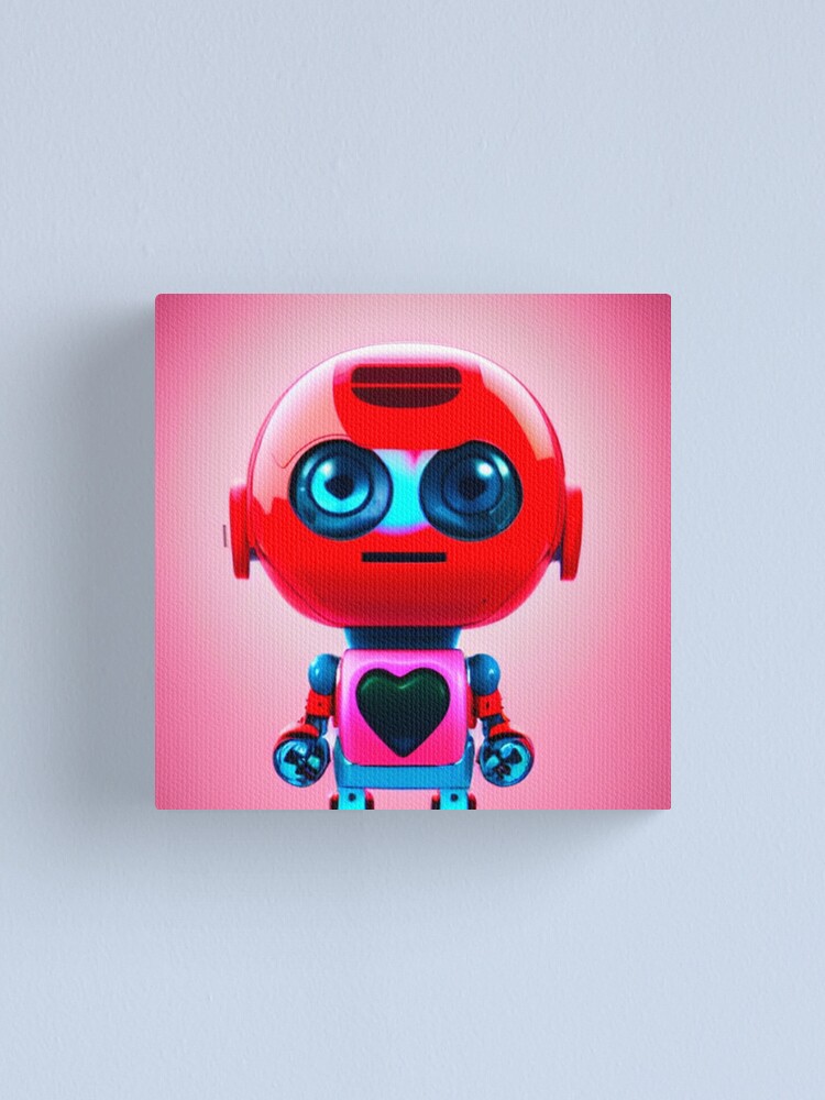 Robot of Love. 3D Robot .Eyes and a Heart of Love. Modern Concept Digital  Art. AI Generative Concept Art