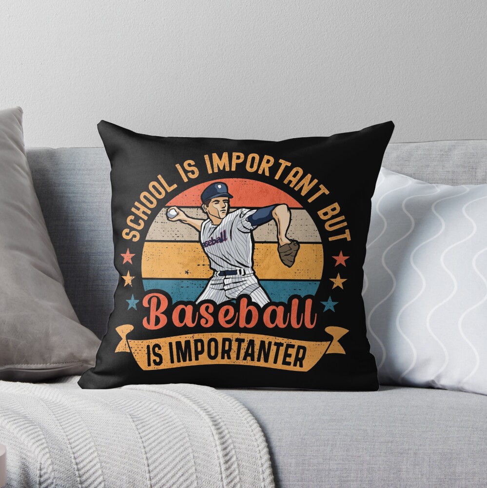 School is Important but Baseball is Importanter Pitcher Vintage Baseball  Humor Apparel Kids T-Shirt for Sale by grinta2021