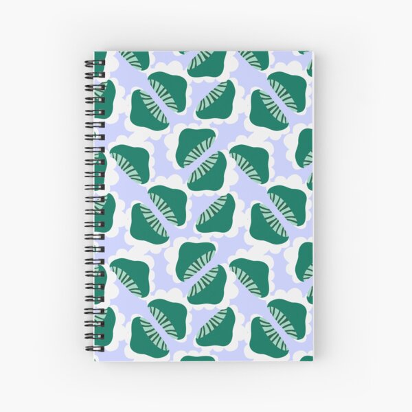 Item preview, Groovy White Clouds and Green Mushrooms surface pattern on cloudy blue background designed and sold by MinkkiDraws.