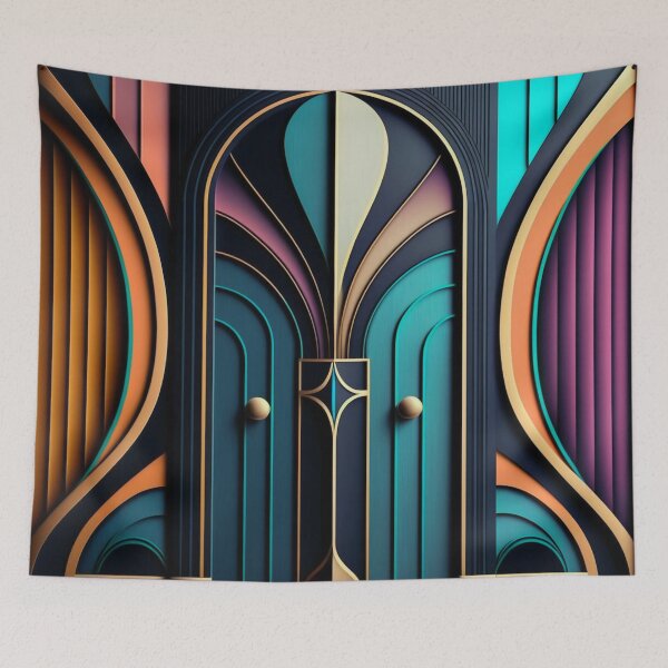 Item preview, Rainbow Art Deco Door Pattern | Rainbow Door | Decorated Door | iPhone Case | Pastel Architecture | high resolution designed and sold by Synthetic-Intel.
