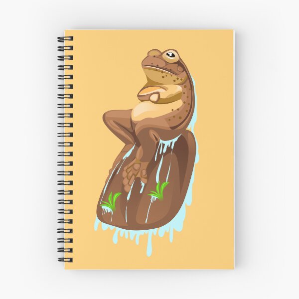 Item preview, illustration of a brown frog sitting on a rock designed and sold by AmsaOza.