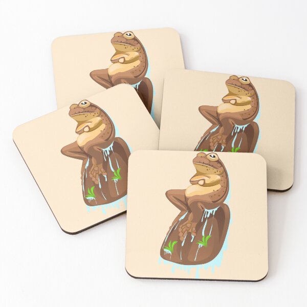 Item preview, illustration of a brown frog sitting on a rock designed and sold by AmsaOza.