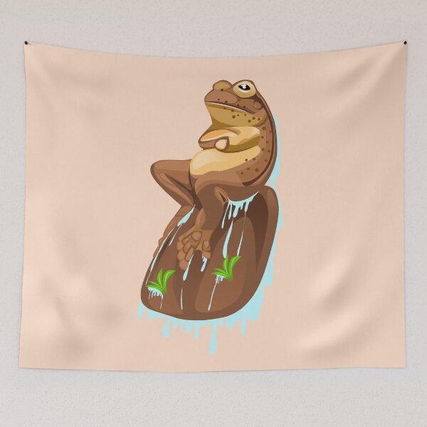 Item preview, illustration of a brown frog sitting on a rock designed and sold by AmsaOza.