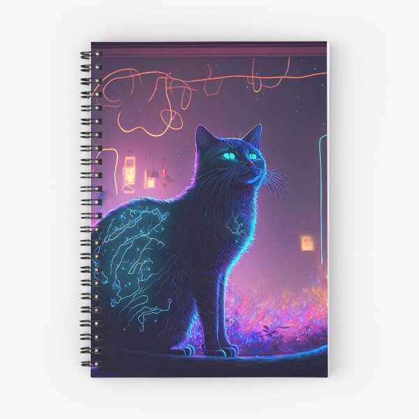 Item preview, Glowing blue eyes Cat in colorful room, Cyberpunk style, Neon art designed and sold by ShneorPerry.