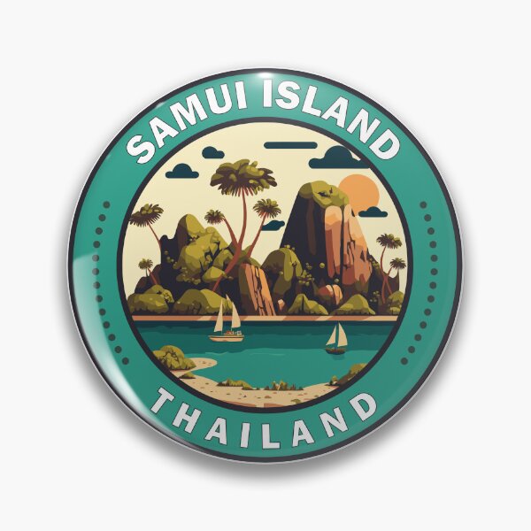 Item preview, Samui Island Thailand Travel Art Badge designed and sold by KrisSidDesigns.