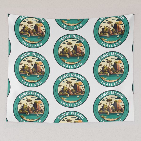 Item preview, Samui Island Thailand Travel Art Badge designed and sold by KrisSidDesigns.