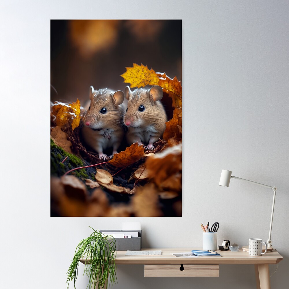 Affiche Petit Couple de Souris - décoration automne