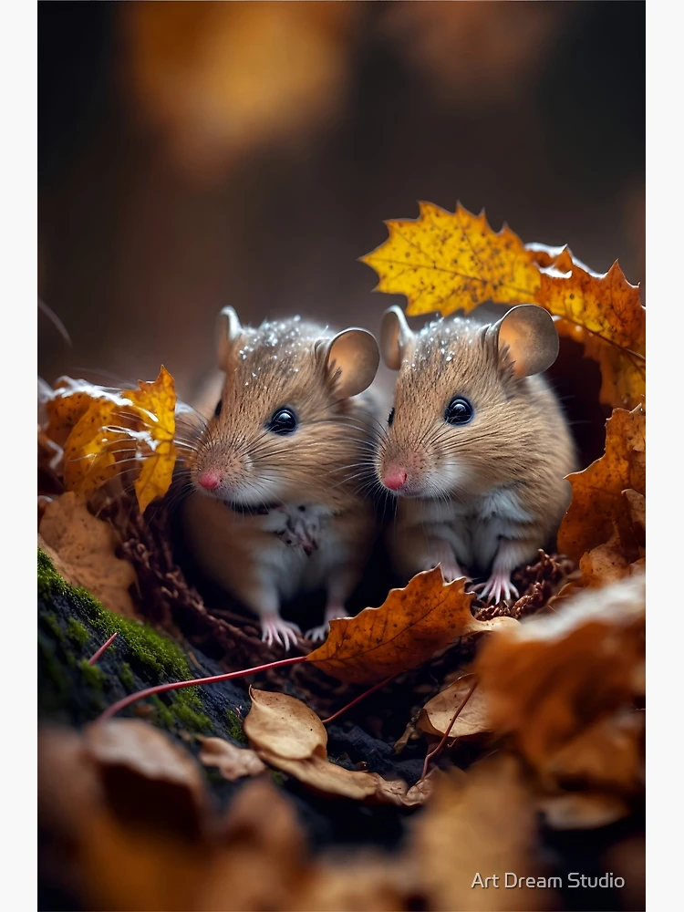 Affiche Petit Couple de Souris - décoration automne