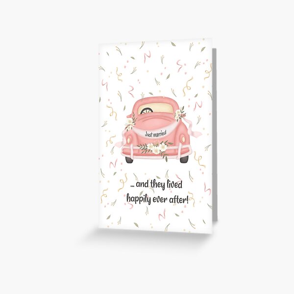 Item preview, Charming Vintage Car Congratulations Wedding Card designed and sold by GreenMahout.