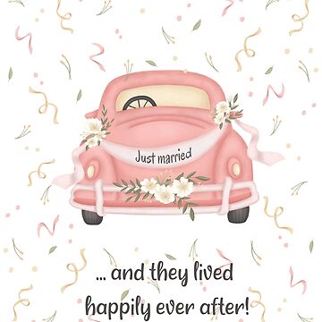 Artwork thumbnail, Charming Vintage Car Congratulations Wedding Card by GreenMahout