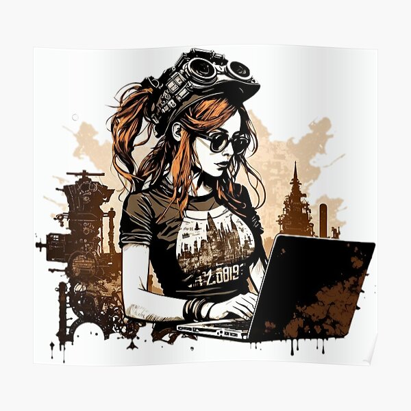 Steampunk Coder - 2 - A fusion of old and new technology Poster