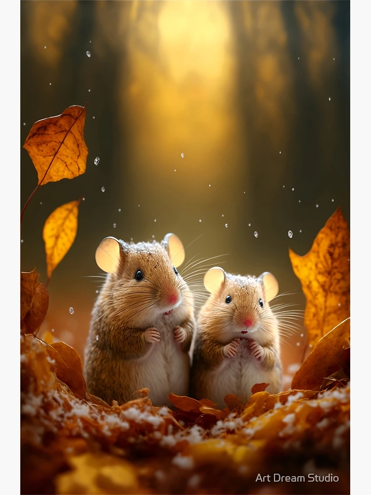 Affiche Petit Couple de Souris - décoration automne