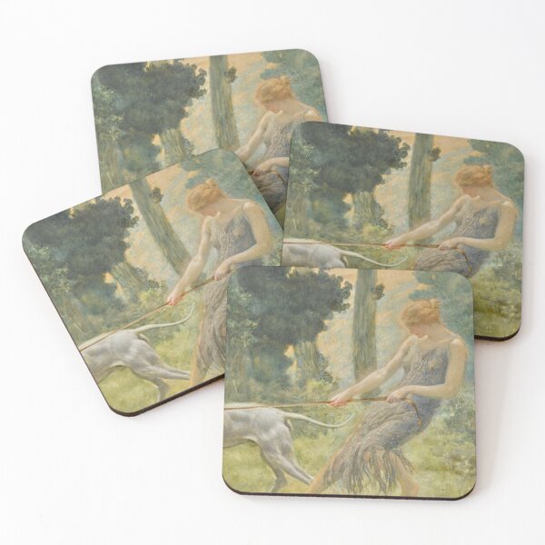 Item preview, Vintage art girl struggling walking a dog designed and sold by Vintage Designs +.