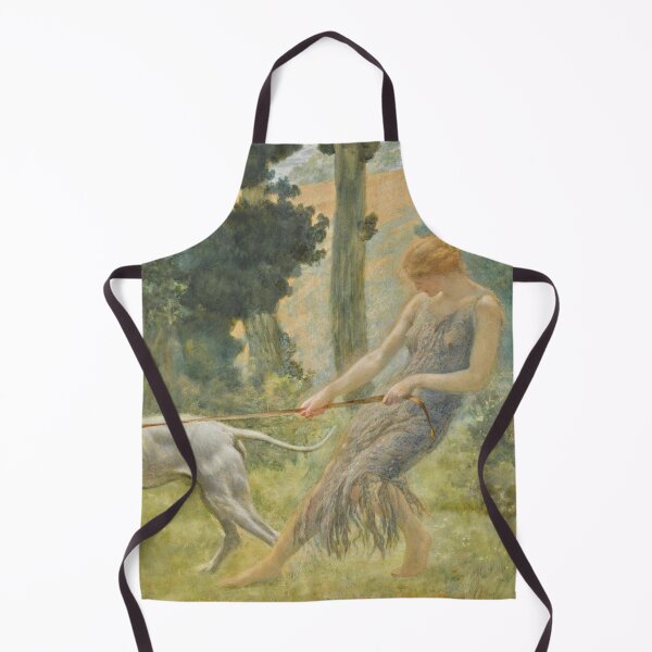 Item preview, Vintage art girl struggling walking a dog designed and sold by Vintage Designs +.