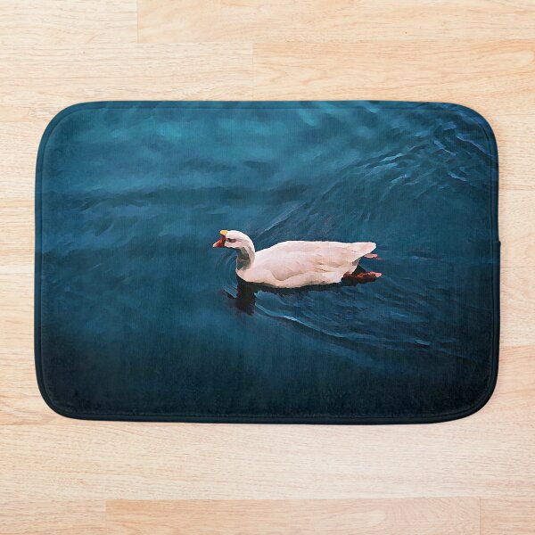 Aperçu de l'œuvre Canard nageant sur un dessin d'illustration de dessin animé vibrant d'eau de lac bleu propre créée et vendue par UnlockingDesign.