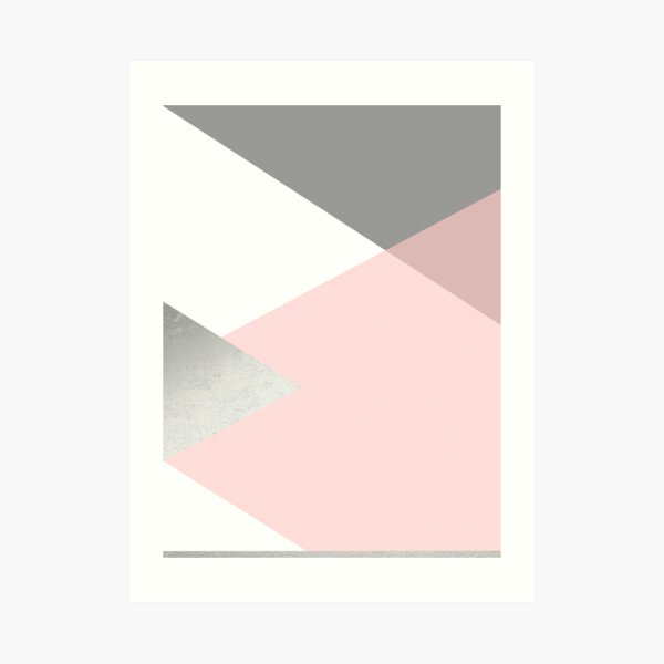Geometrics - grey blush silver Art Print
