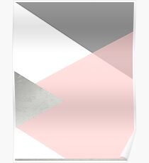 Geometrics - grey blush silver Poster