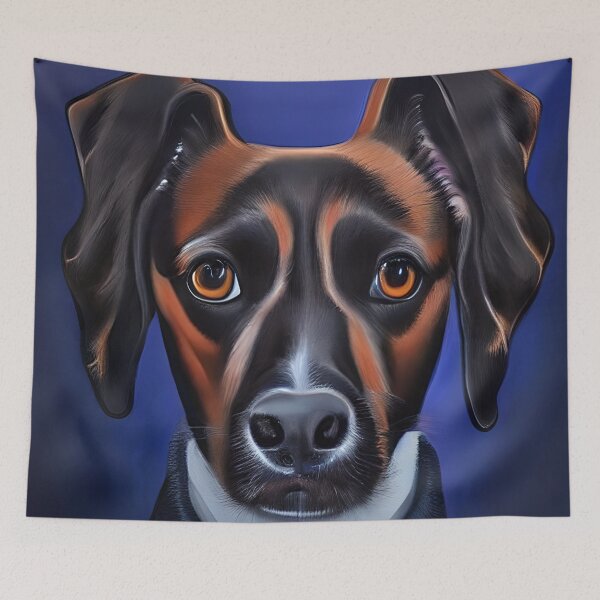 Item preview, Portrait of a dog on blue background designed and sold by FreeSpirit-Shop.