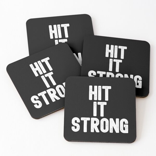 Item preview, Hit It Strong Champion Wrestler Quote White Text on Black Pro Wrestling designed and sold by kayfabebroken.