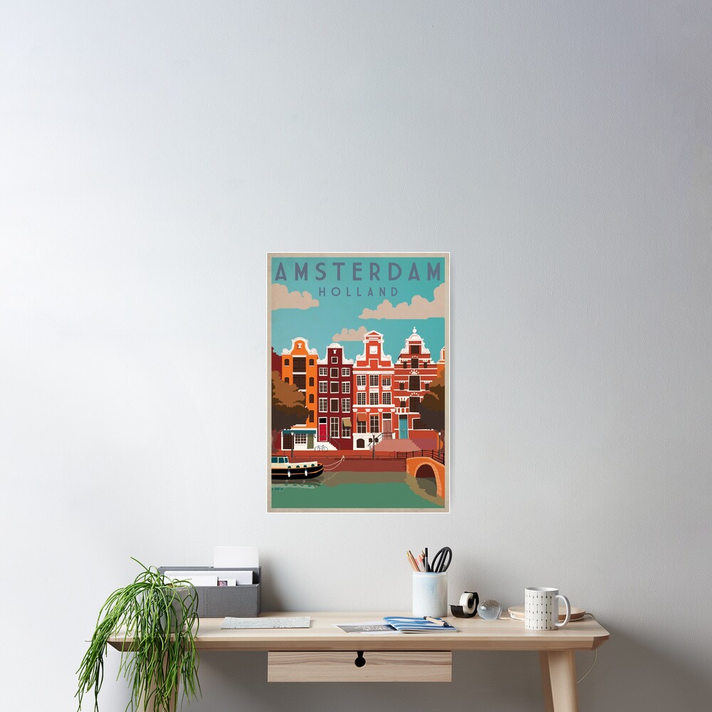 Amsterdam, Holland, Travel Poster Poster