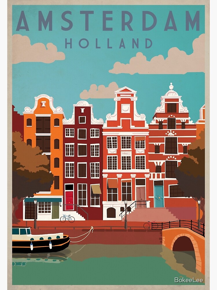 Amsterdam, Holland, Travel Poster by BokeeLee