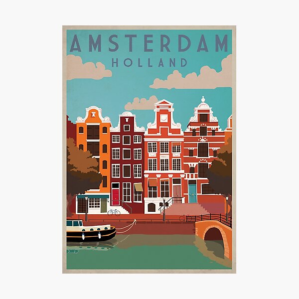 Amsterdam, Holland, Travel Poster Photographic Print