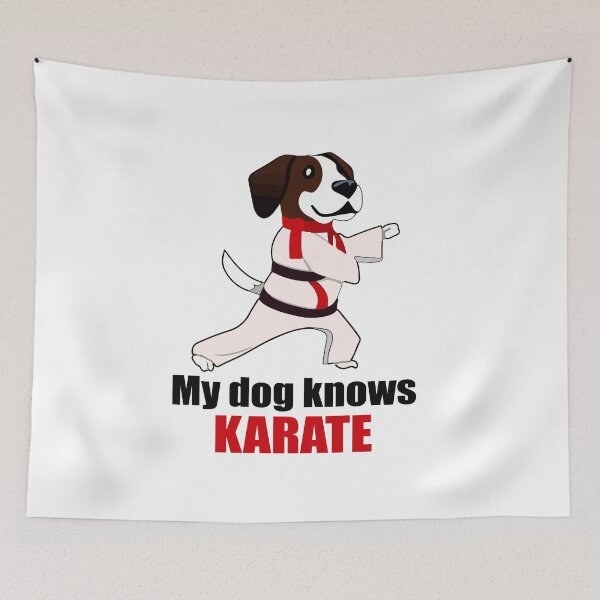 Item preview, "My Dog Knows Karate"- Funny Cartoon Dog Doing Karate designed and sold by Kodexstore.