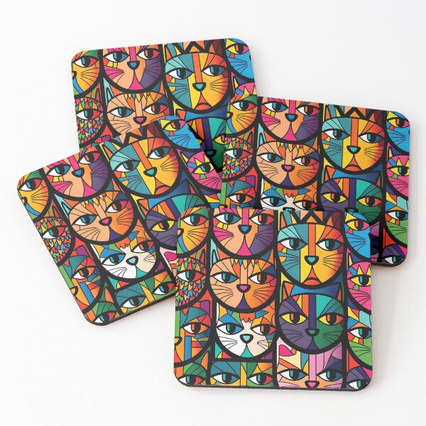 Item preview, Colourful bold cat pattern  designed and sold by Christolamber.