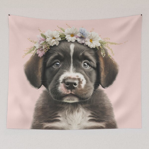Item preview, Bernese Mountain Dog Puppy with Flower Crown designed and sold by RuralGreen.