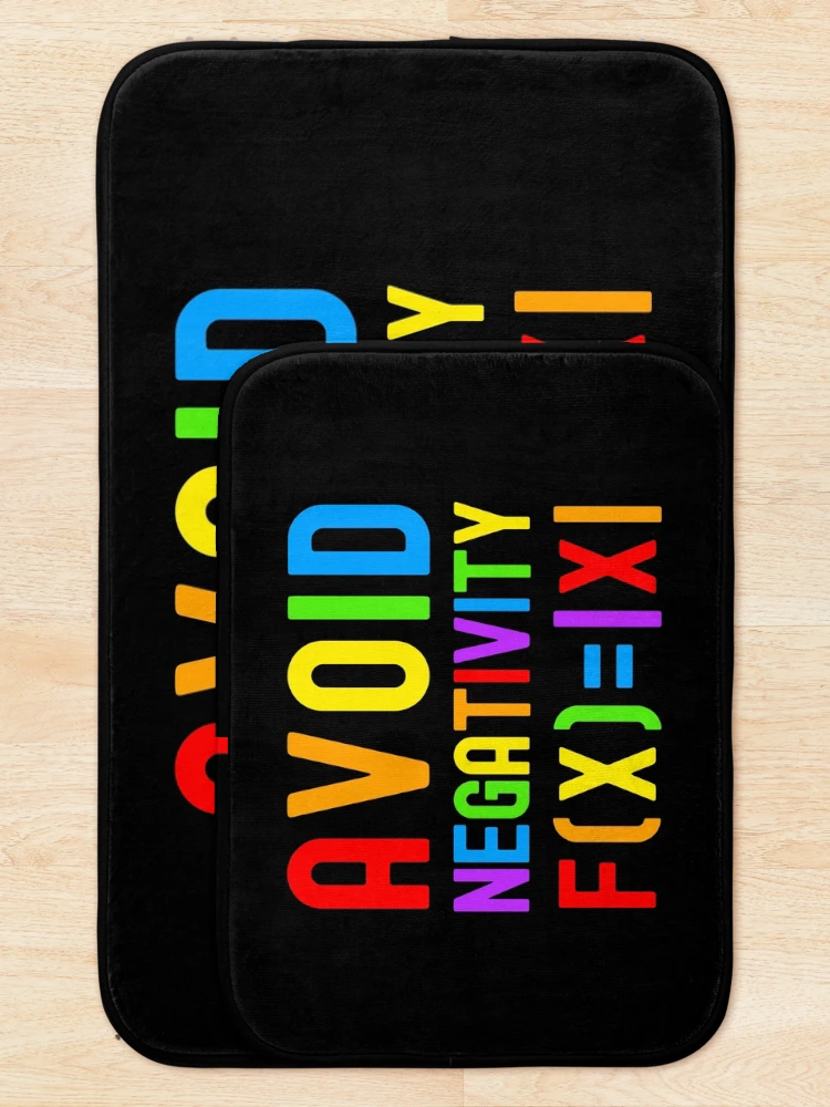 Thumbnail 5 of 6, Bath Mat, Avoid Negativity - Kids Math, Math Student, Math Professor, Math Teacher, Math Nerd, Mathematics, Statistics, Laboratories designed and sold by jadedscientist.