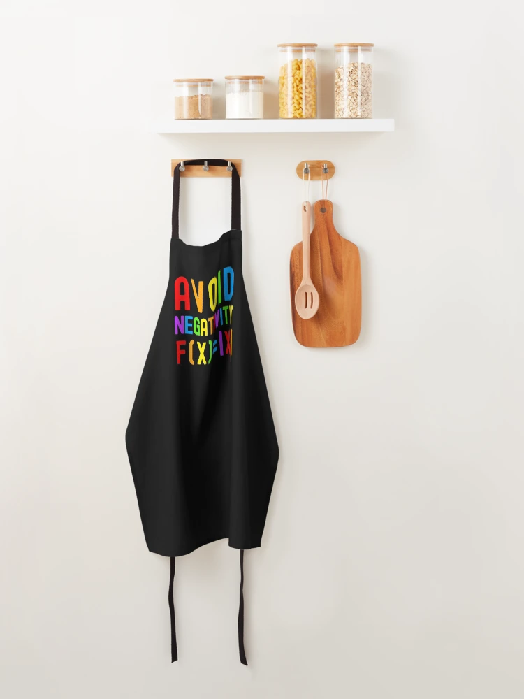 Thumbnail 4 of 6, Apron, Avoid Negativity - Kids Math, Math Student, Math Professor, Math Teacher, Math Nerd, Mathematics, Statistics, Laboratories designed and sold by jadedscientist.