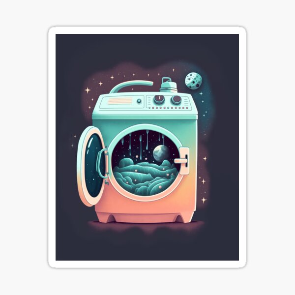Washing machine, space inside, concept art Sticker