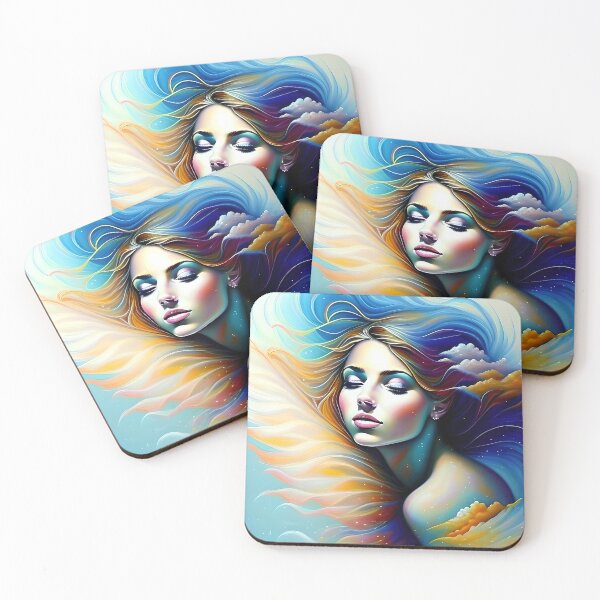 Item preview, Portrait of a woman gold and blue designed and sold by FreeSpirit-Shop.
