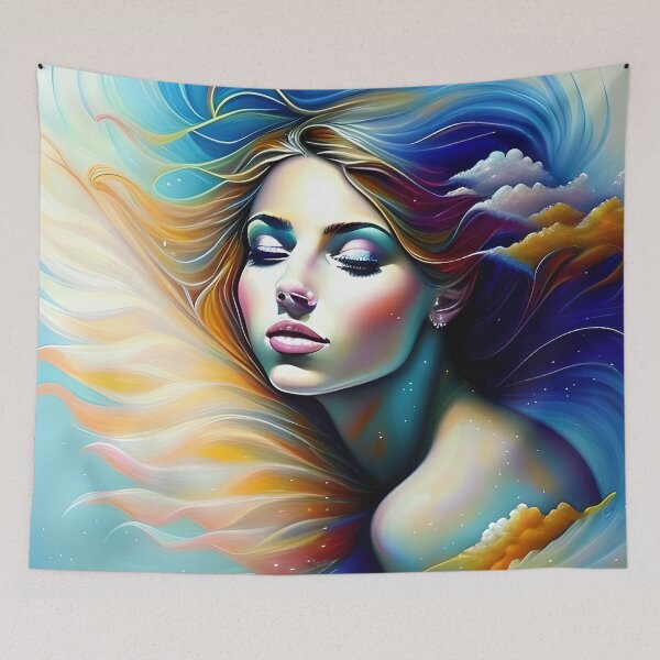 Item preview, Portrait of a woman gold and blue designed and sold by FreeSpirit-Shop.