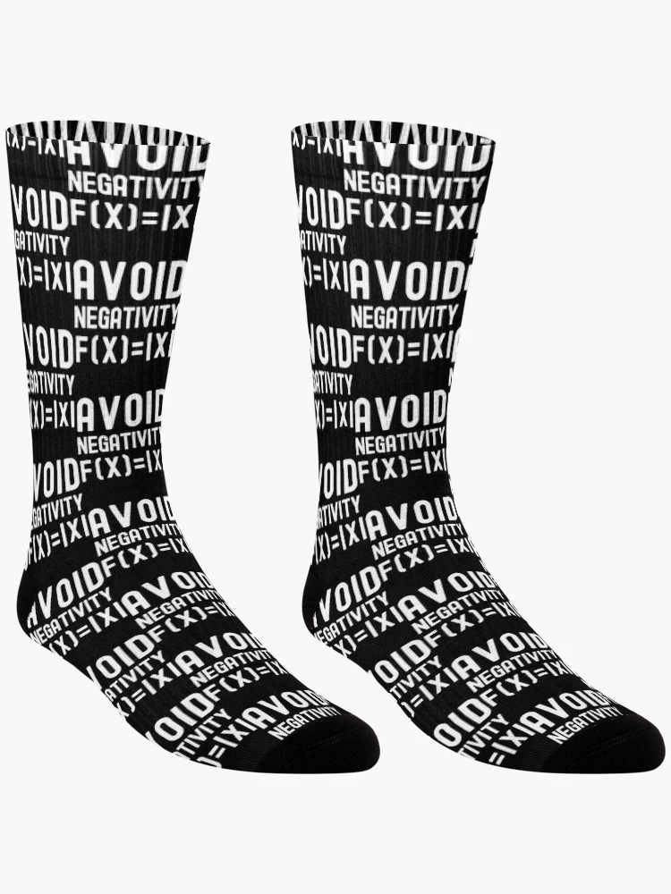 Thumbnail 3 of 5, Socks, Avoid Negativity - Think Positive, Kids Math, Math Student, Math Professor, Math Teacher, Math Nerd, Mathematics, Statistics, Laboratories designed and sold by jadedscientist.