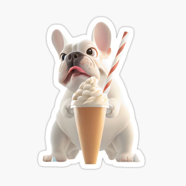 Puppuccino Pals One American Bulldog and a Delicious Drink Sticker